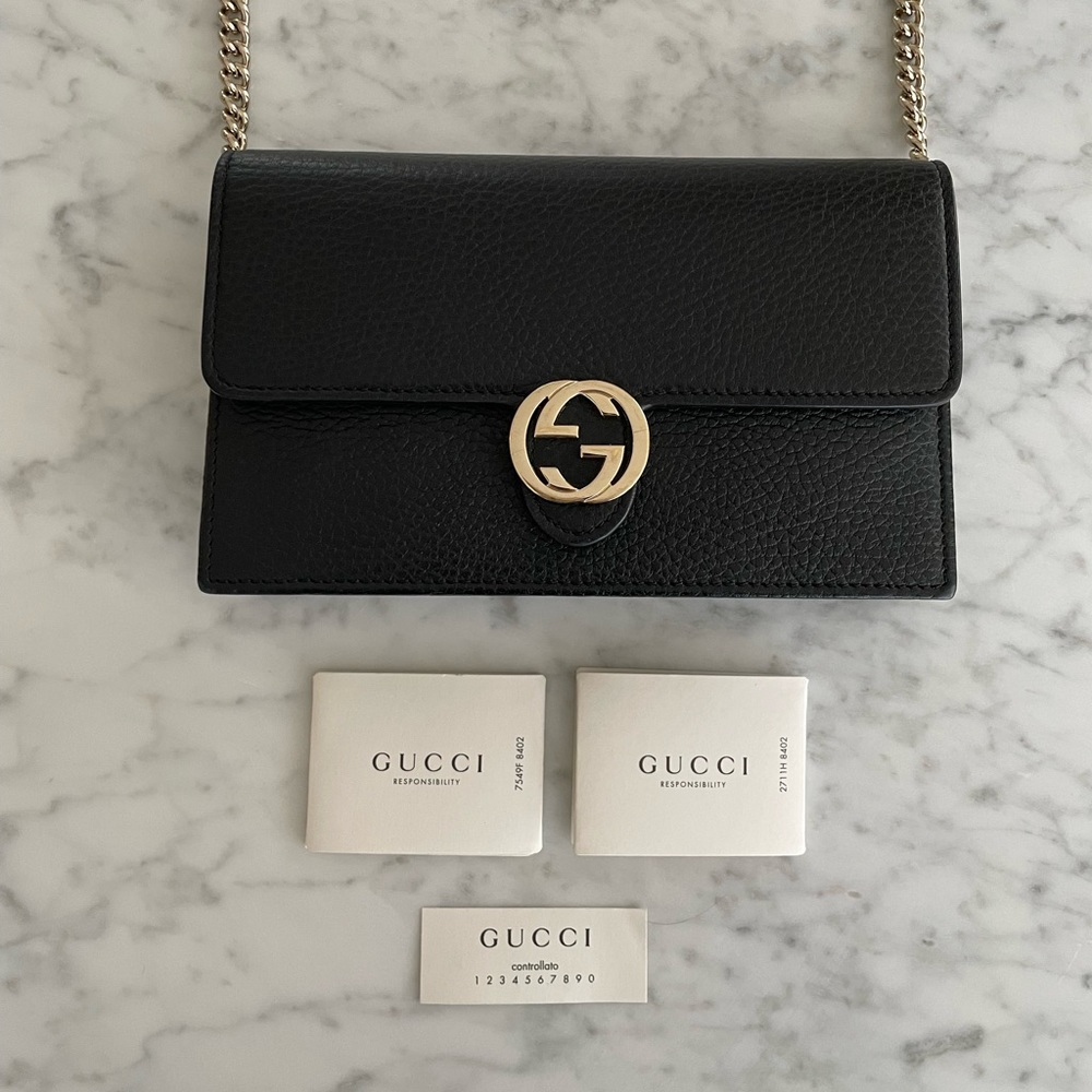 Gucci Black Leather Interlocking GG Wallet On Chain (SOLD) - Picture 13 of 13